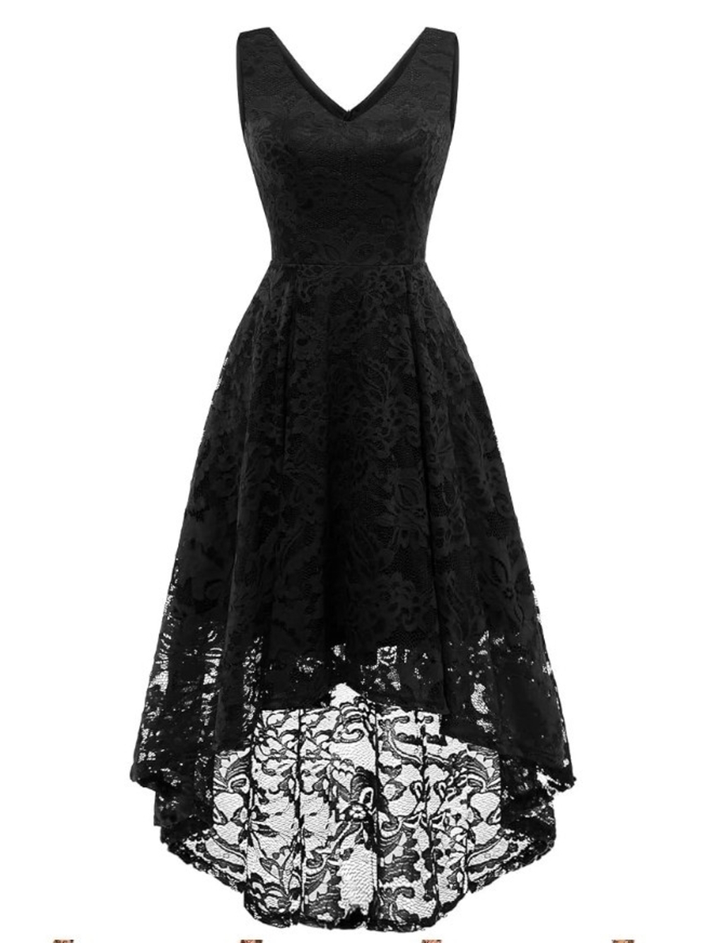 Muadress Black Lace High-Low Dress